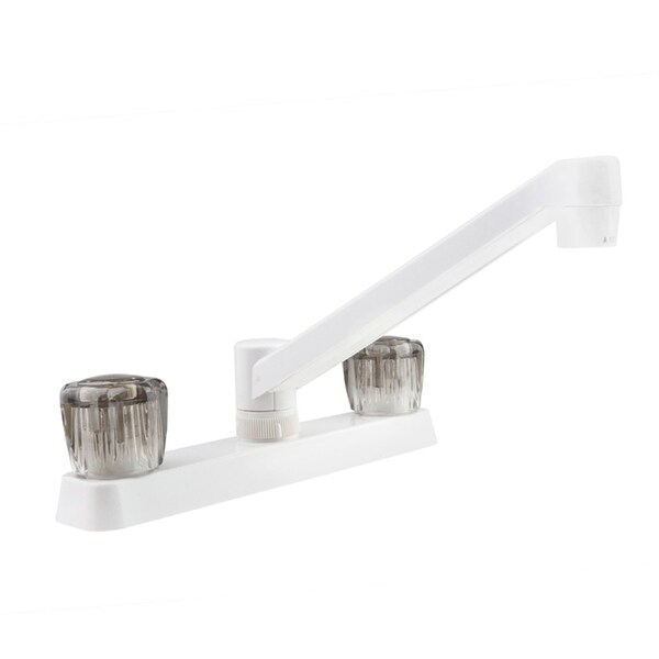 Dura Faucet TWO HANDLE RV KITCHEN FAUCET W/SMOKED ACRYLIC KNOBS - WHITE DF-PK600S-WT - main